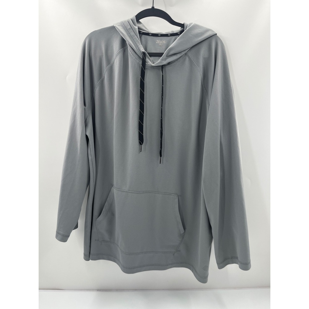 Zelos Mens 2XLT Gray Activewear Hoodie Long Sleeve Performance Pullover Shirt